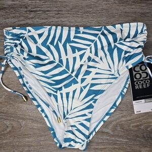 Coco Reef Blue & White Leaf Bikini Bottom NWT Size Large